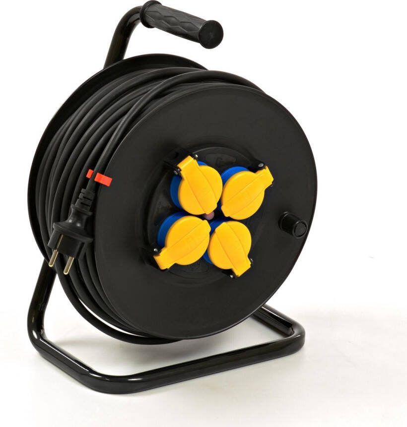 Horse kabelhaspel 50 meter Professionele kabelhaspel verlengsnoer spatwaterdicht IP44