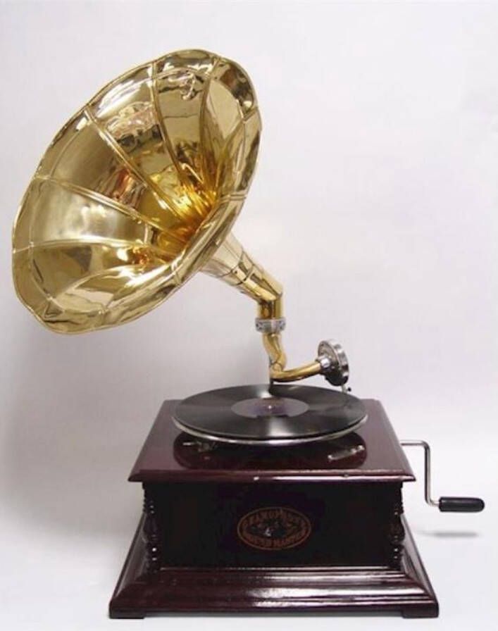 HorstDeco Retro platenspeler Vierkant oude grammofoon 65 cm hoog