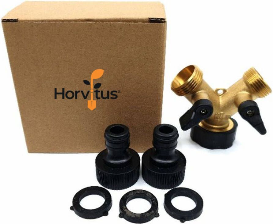 Horvitus Waterverdeler 2 weg y stuk kraan splitter voor Europese buitenkranen messing
