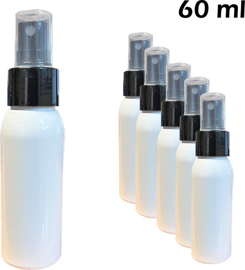 Hospitrix 5x Pack Spray Flesje Wit met Verstuiver 60ml Lege Spray Flejes Reisflesjes Sprayflacons Hervulbaar Spuitfles