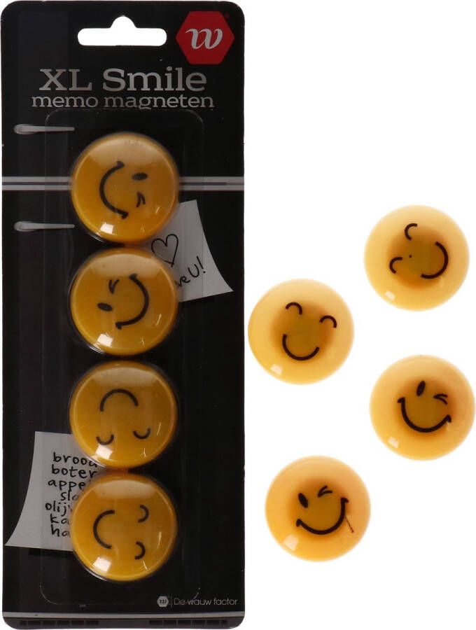 De wauw factor XL Smiley magneten Memo magneten Emoticons Koelkast magneet 4 stuks
