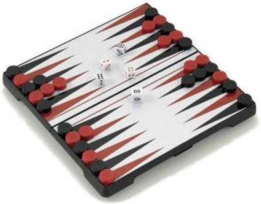 HOT Games Backgammon cassette magnetisch zwart kunststof 16x8x2.5cm: