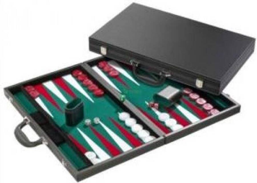 HOT Games Backgammon zwart Luxe groen rood wit 46cm.