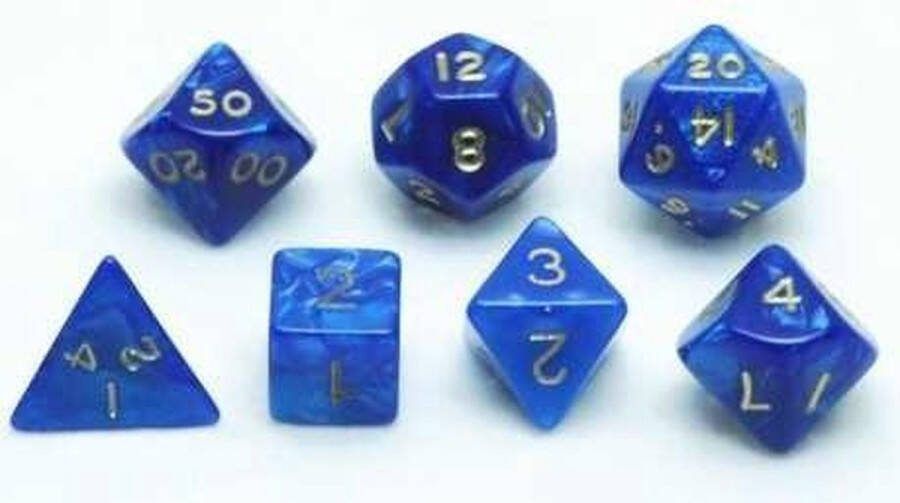 HOT Games Dobbelstenen Set blauw marmer parelmoer 7 st. :