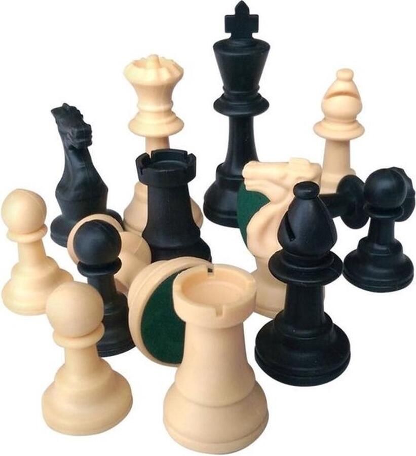 HOT Games Schaakstukken Kunststof 77 mm.Maat.3 Zwart Wit in zak