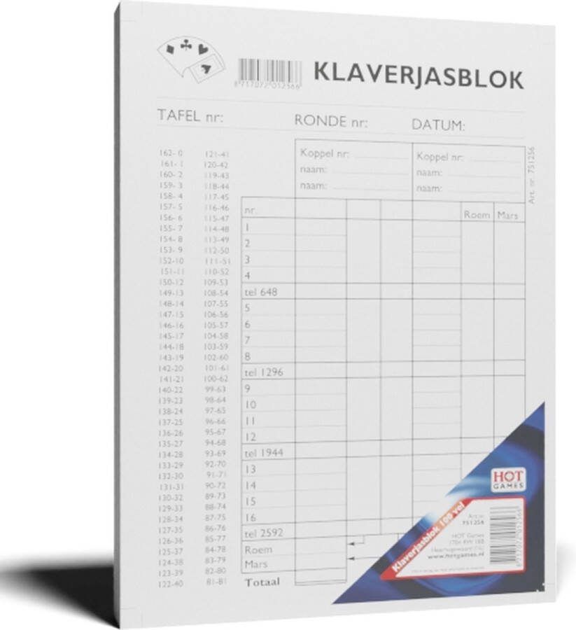 HOT Games Klaverjas scorebloc 100 V.21x15cm VE 5 :