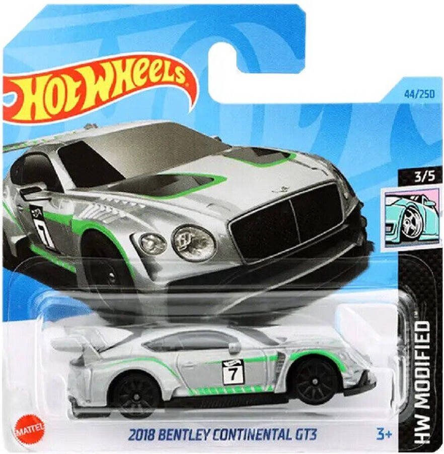 Hot Wheels 2018 BENTLEY CONTINENTAL 7 GT3 SILBER 44 250 1:64 HW MODIFIED 3 5