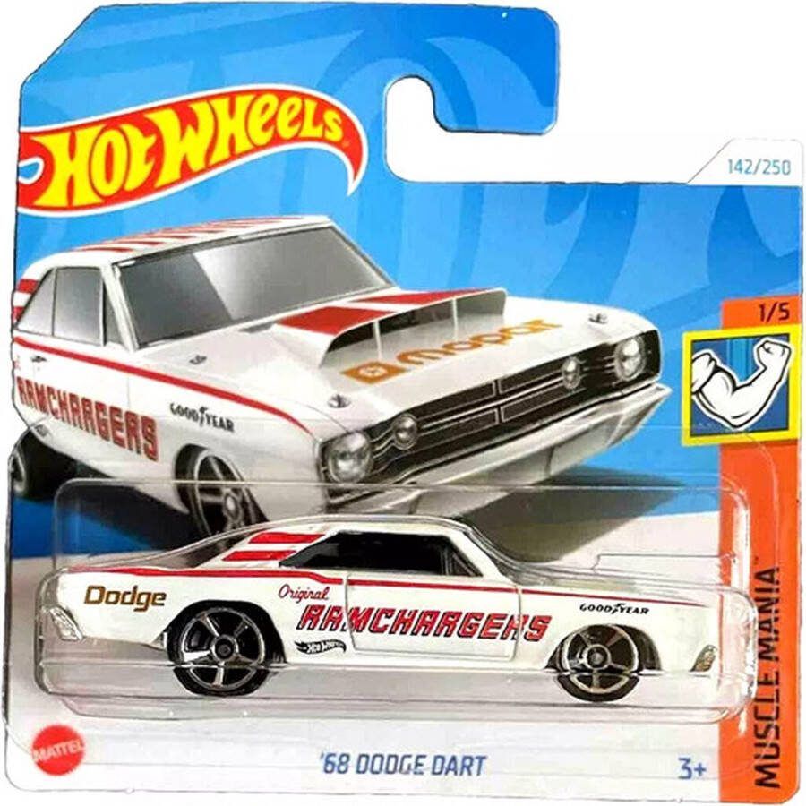 Hot Wheels '68 DODGE DART AAMCHARGERS WHITE 142 250 1:64 HW MUSCLE MANIA 1 5