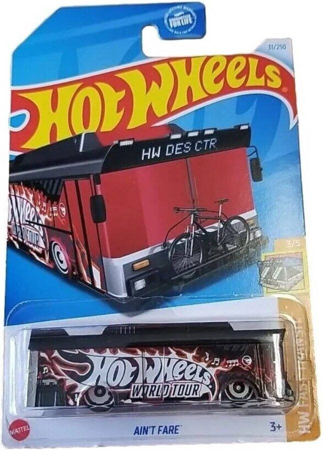 Hot Wheels AIN'T FARE WORLD TOUR 31 250 (1:64) MAT GREY HW FAST TRANSIT 3 5