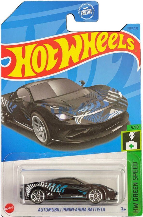 Hot Wheels AUTOMOBILI PININFARINA BATTISTA BLACK 108 4 250 1:64 HW GREEN SPEED 5 10