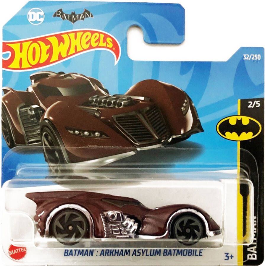 Hot Wheels Batman Arkham Asylum Batmobile Donkerrood Schaal 1:64