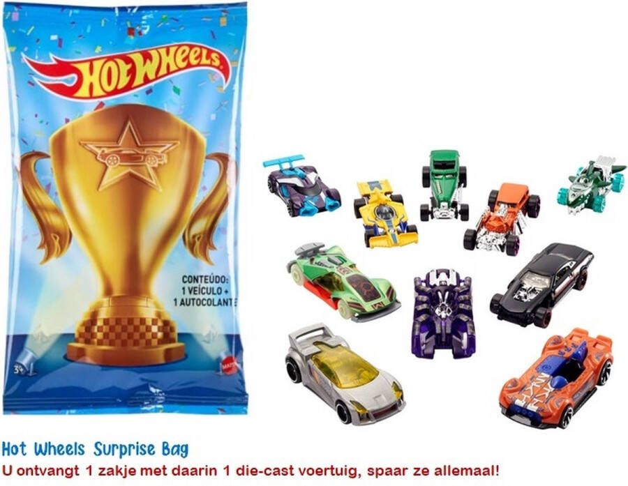 Hot Wheels Blind Bags autootjes 1 Surprise voertuig Die Cast 6 cm groot