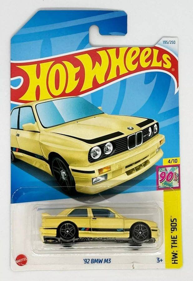 Hot Wheels BMW '92 M3 YELLOW 195 250 (1:64) HW THE '90 4 10