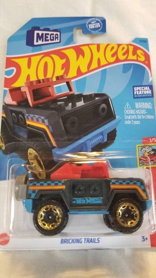 Hot Wheels BRICKING TRAILS 7 250 1:64 BLUE HW BRICK RIDES