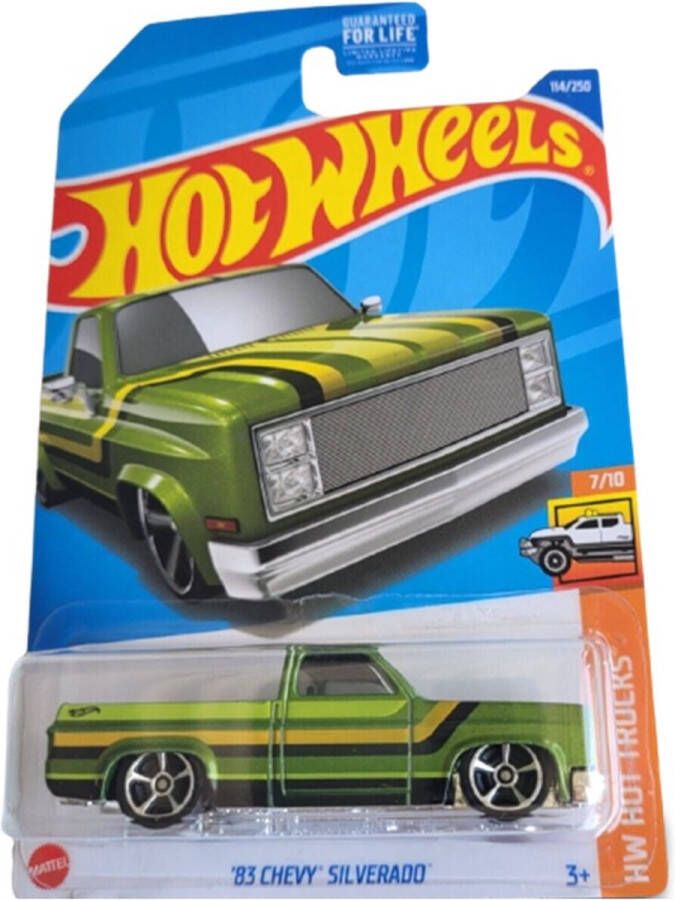 Hot Wheels Chevy Silverado 83 Donkergroen 7 cm Schaal 1:64