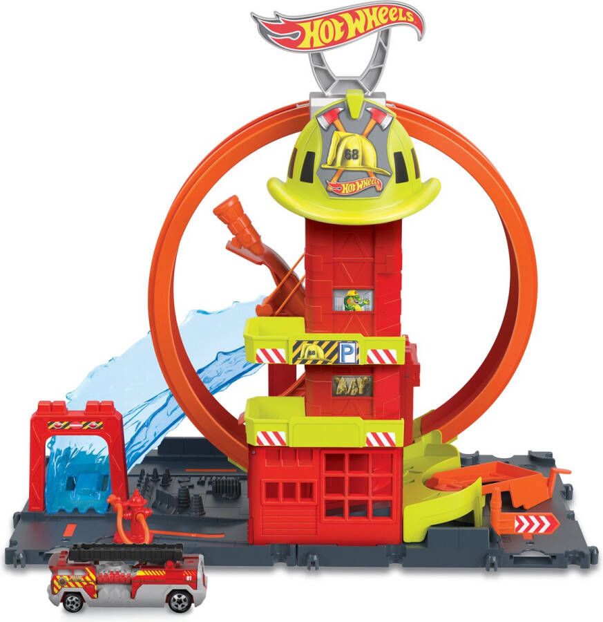 Hot Wheels City Super Loop Fire Station Oranje