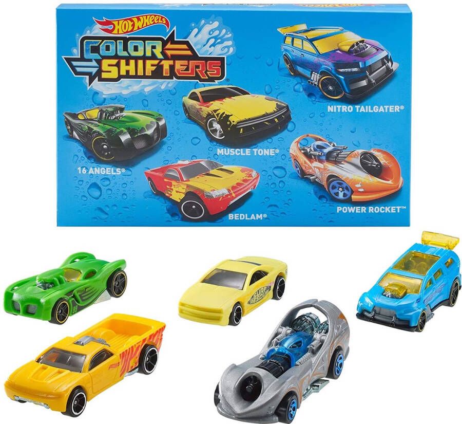 Hot Wheels Color Shifters 5-Pak Speelgoedautootjes die Veranderen van Kleur in Warm Water