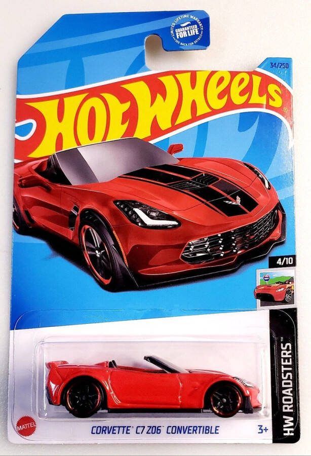 Hot Wheels CORVETTE C7 Z06 CONVERTIBLE RED 34 250 1:64 HW ROADSTERS 4 10