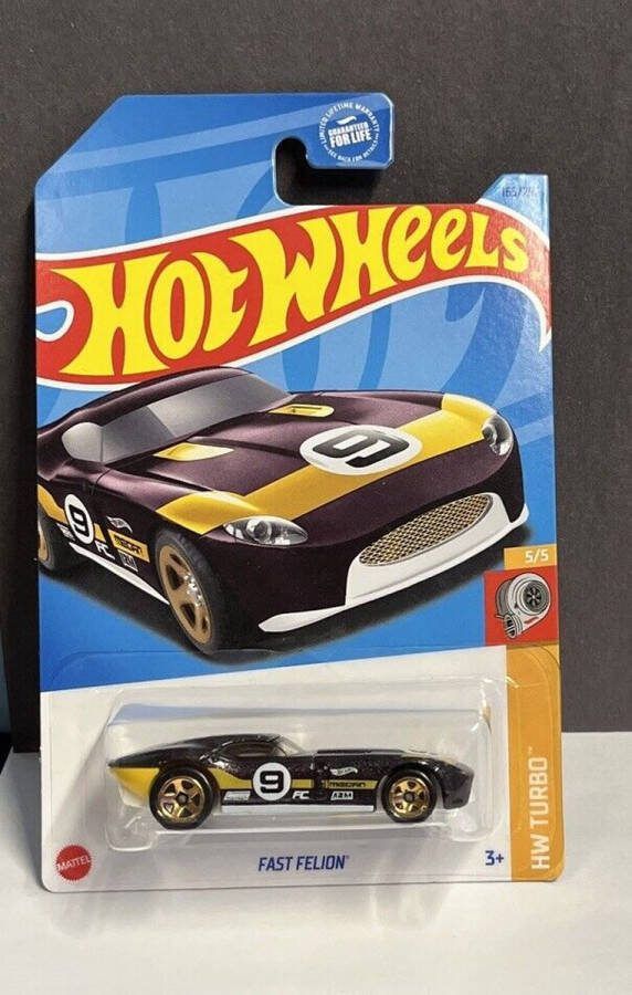 Hot Wheels FAST FELION BLACK YELLOW 165 250 1:64 HW TURBO 5 5