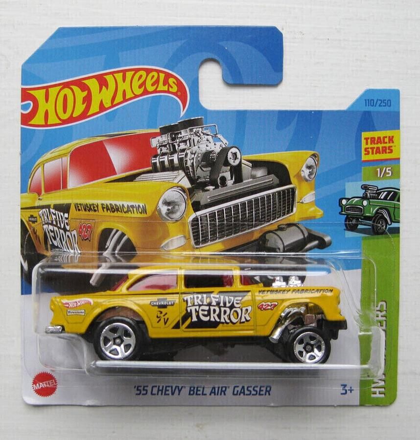Hot Wheels '55 CHEVY BEL AIR GASSER YELLOW 110 250 (1:64) HW GASSERS 1 5