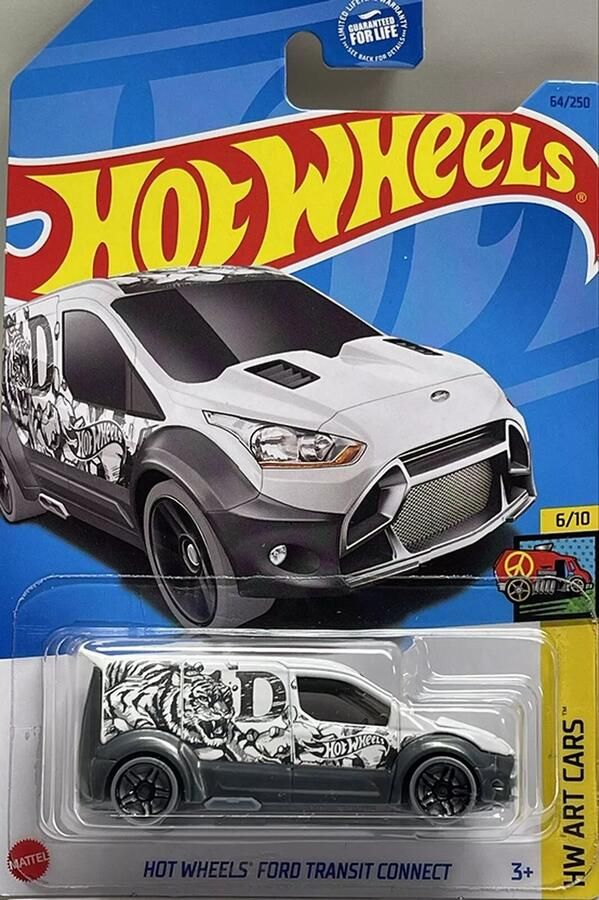 Hot Wheels FORD TRANSIT CONNECT 64 250 1:64 HW ART CARS WHITE