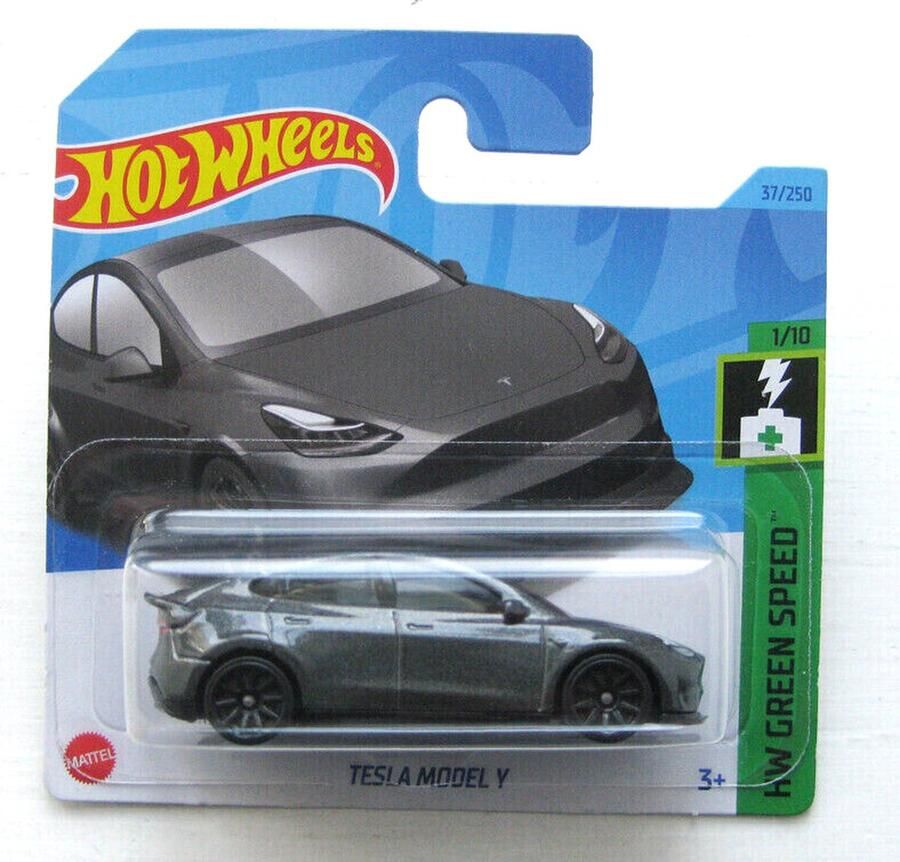 Hot Wheels TESLA MODEL Y GREY 37 250 1:64 HW GREEN SPEED 1 10