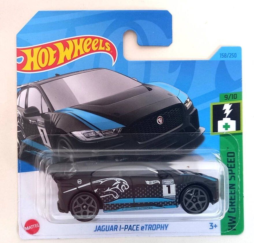 Hot Wheels JAGUAR I-PACE eTROPHY MATT BLACK 158 250 (1:64) HW GREEN SPEED 9 10