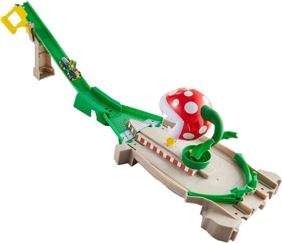 Hot Wheels Mario Kart Nemesis Track Set Piranha Racebaan Inclusief één Luigi-Kart