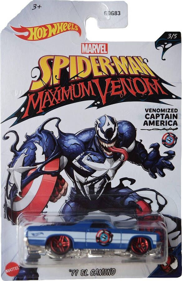 Hot Wheels Marvel Captain America El Camino Die Cast voertuig 7 cm Spider-Man Maximum Venom