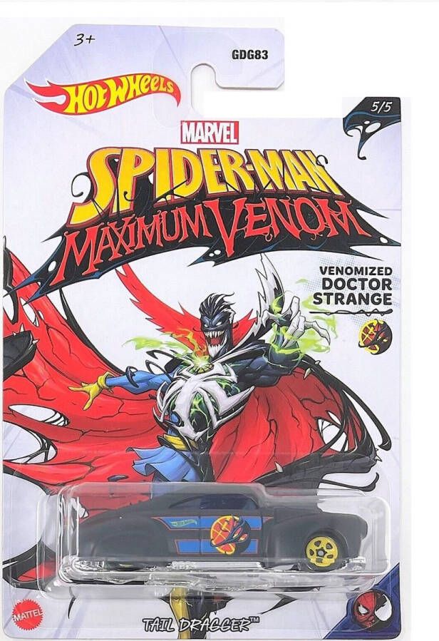 Hot Wheels Marvel Docter Strange Tail Dragger- Die Cast voertuig 7 cm Spider-Man Maximum Venom