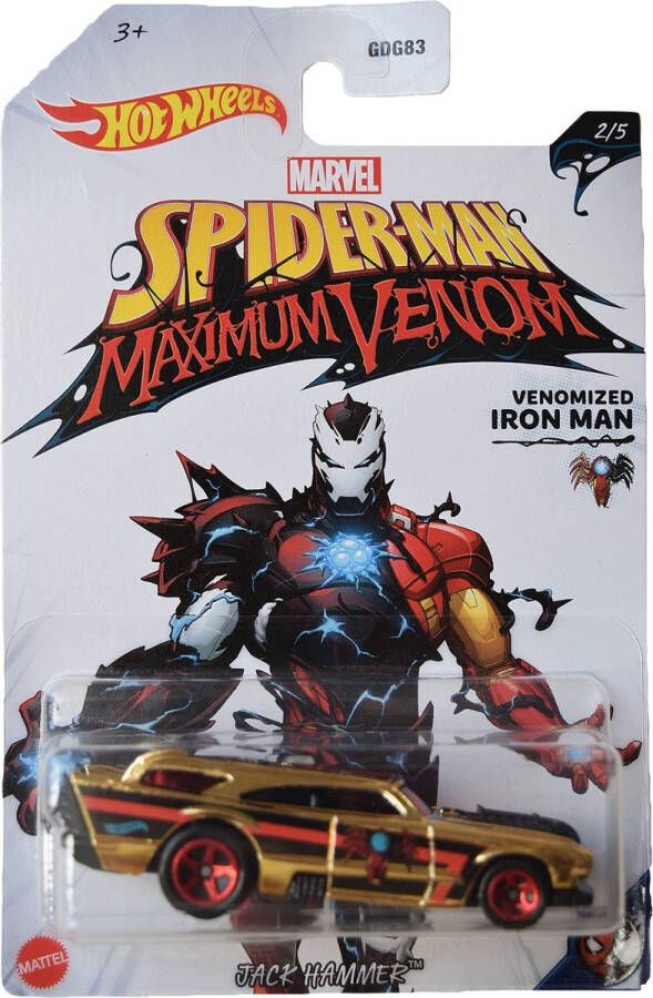 Hot Wheels Marvel Venom Jack Hammer Die Cast voertuig 7 cm Spider-Man Maximum Venom