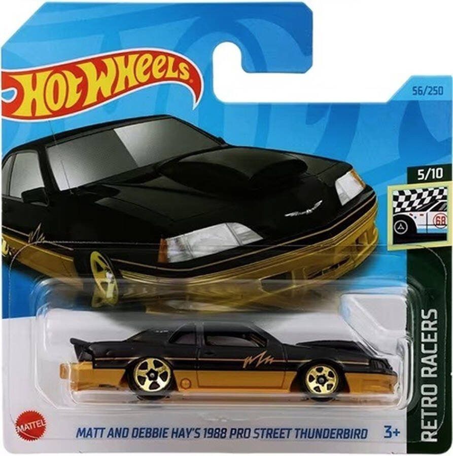 Hot Wheels MATT AND DEBBIE HAY'S 1988 PRO STREET THUNDERBIRD BLACK GOLD 56 250 1:64 HW RETRO RACERS 5 10