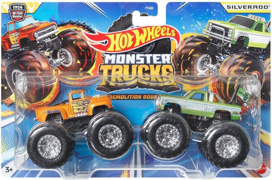 Hot Wheels Monster Jam truck 2-pack Hotwheels truck 4 & HotWheels racing 1 monstertrucks 9 cm schaal 1:64