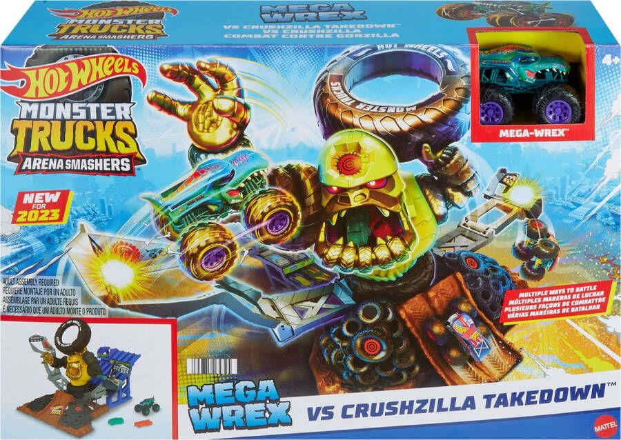 Hot Wheels Monstertrucks Arenabeukers Mega-Wrex tegen Crushzilla Bazengevecht Speelset