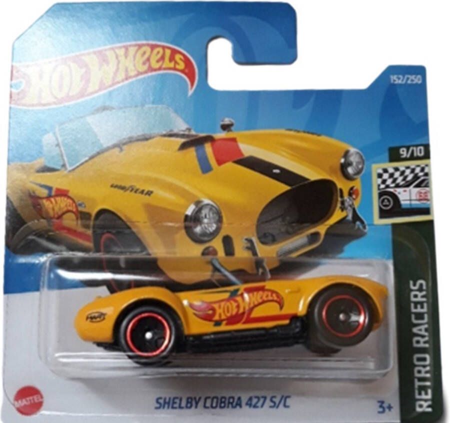 Hot Wheels Shelby Cobra 427 S C Geel Voertuig 7 cm Schaal 1:64