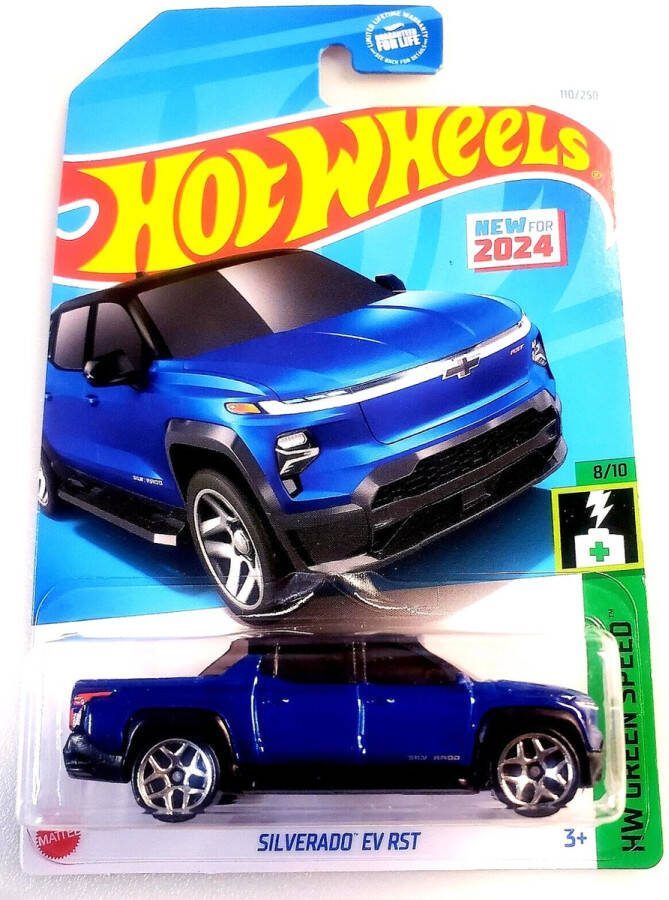 Hot Wheels SILVERADO EV RST BLEU 110 250 1:64 HW GREEN SPEED 8 10