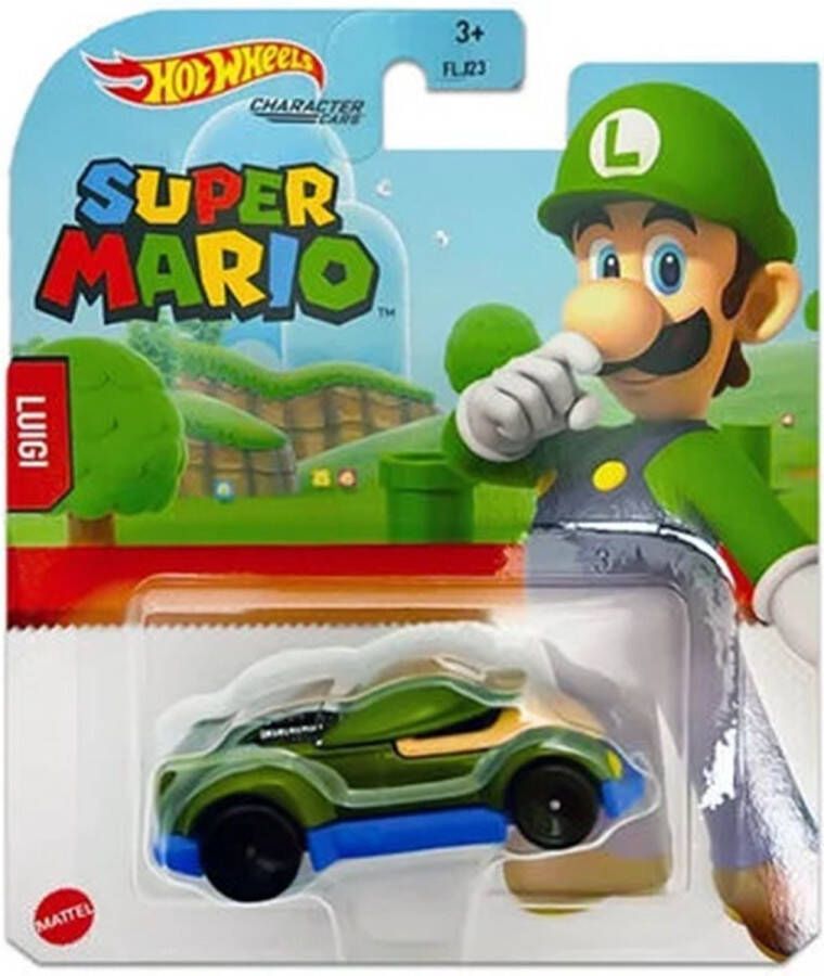 Hot Wheels Super Mario Luigi 6.5 cm groot Schaal 1:64 Metaal