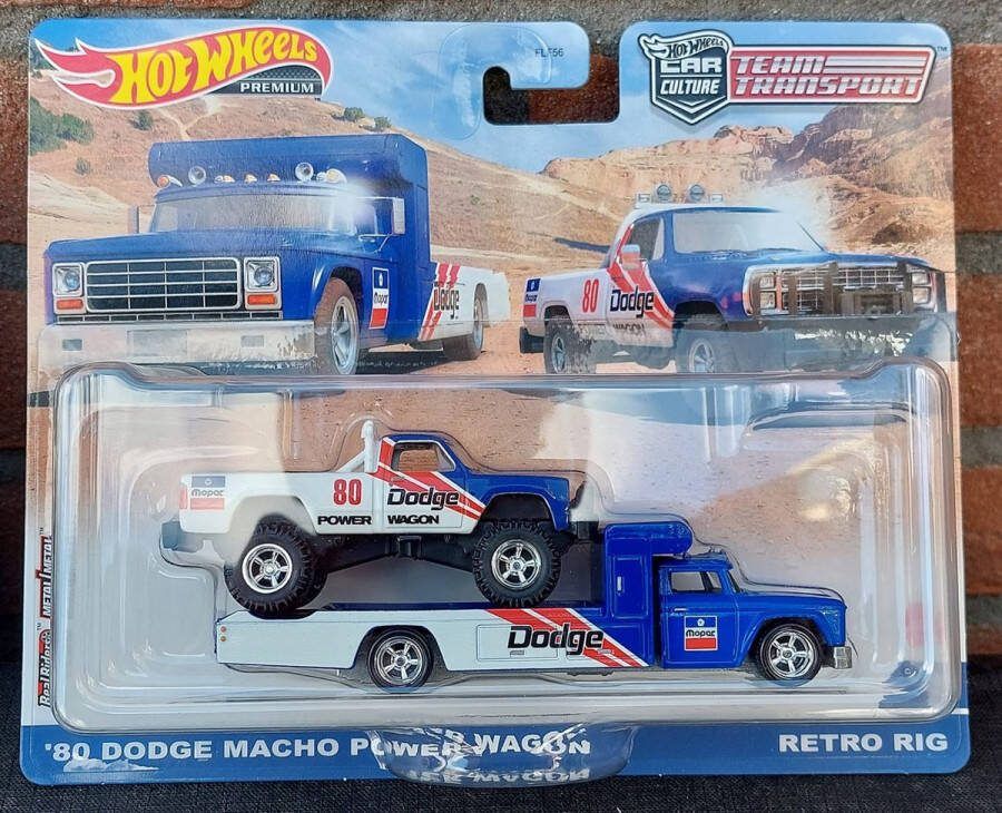 Hot Wheels Team Transport '80 Dodge Macho Power Wagon & Retro Rig