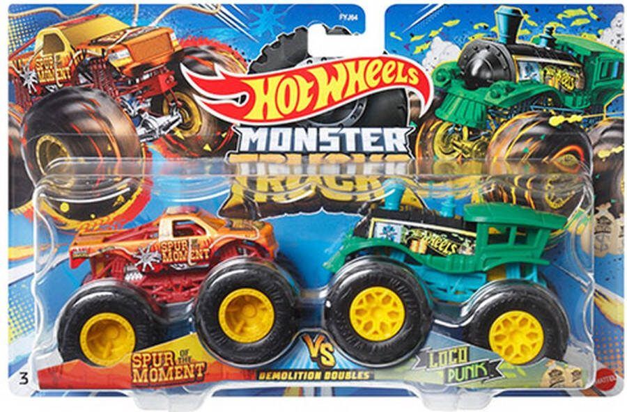 Hot Wheels Monster Jam truck 2-pack Spur Of The Moment & Loco Punk monstertrucks 9 cm schaal 1:64