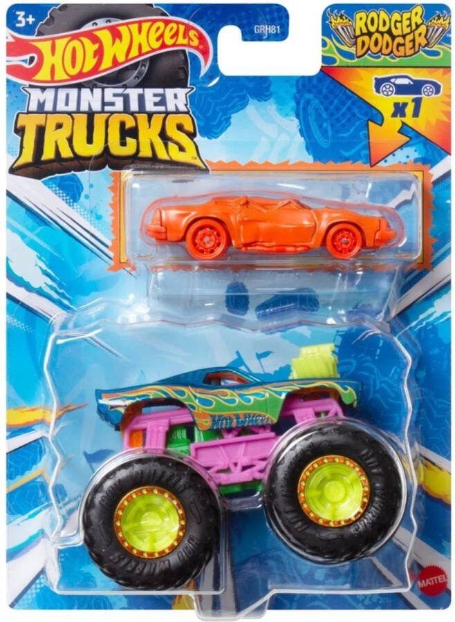 Hot Wheels Monster Jam truck Rodger Dodger monstertruck 9 cm schaal 1:64