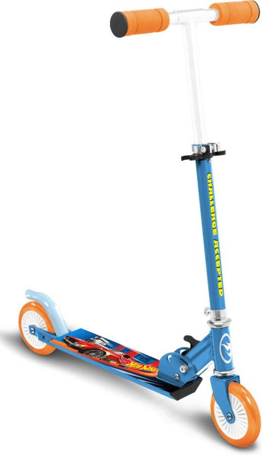 Mattel Stamp 2-wiel kinderstep Hot Wheels opvouwbaar voetrem blauw