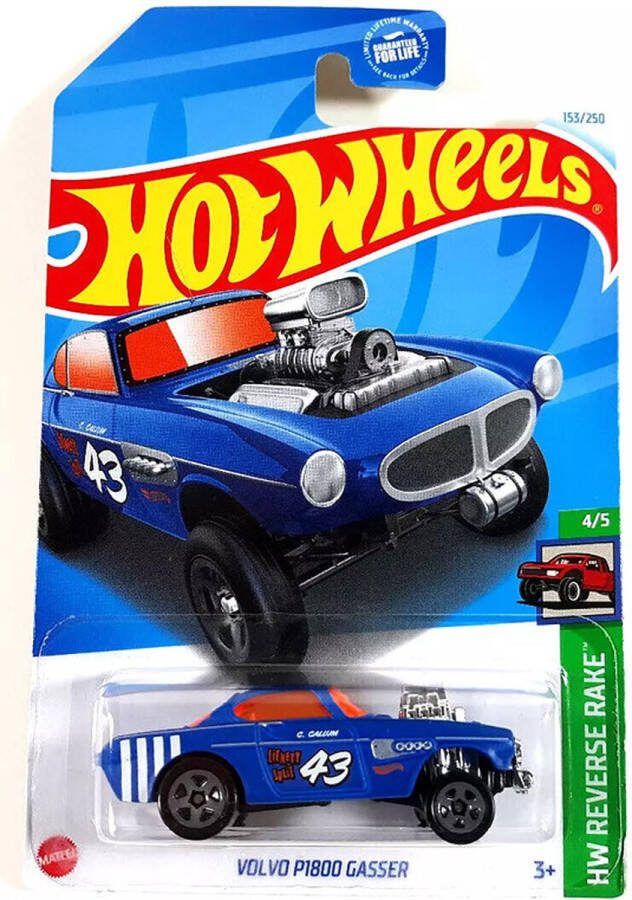 Hot Wheels VOLVO P1800 GASSER 153 250 BLUE 1:64 HW REVERSE RAKE 4 5