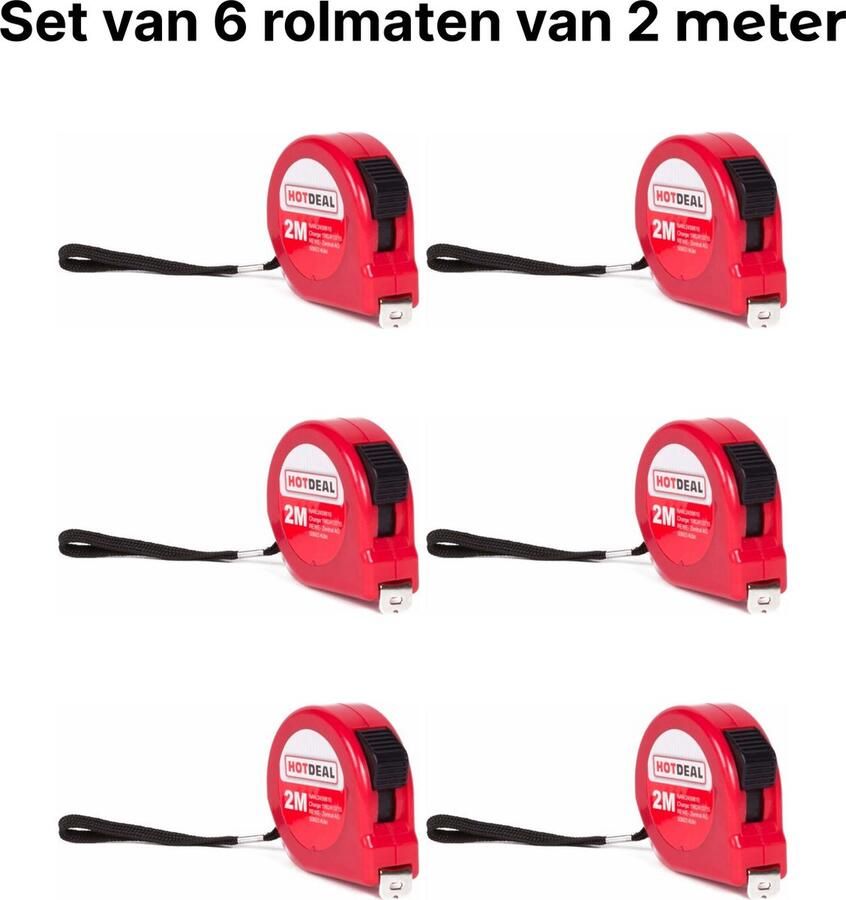 Hotdeal Mousa markt Hotdeal Rolmaat 2 Meter Set van 6 stuks Rolmaat 2 Meter Meetlint Meetinstrument Perfect voor bedrijven Handige Meetlinten voor Precieze Metingen Meetgereedschap voor Thuis Klussen en Professioneel Gebruik