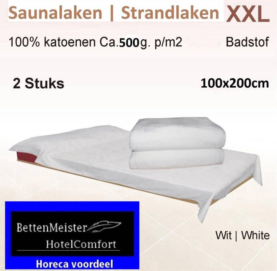 Hotelgroothandel.nl Saunalaken Strandlaken XXL 500g.m² 100x200cm wit 1 Stuks