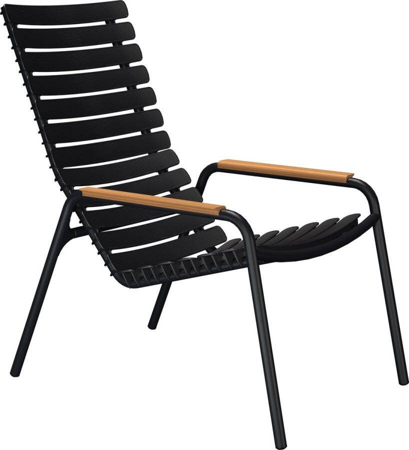 Houe ReCLIPS Lounge Chair zwart met bamboe armleuningen