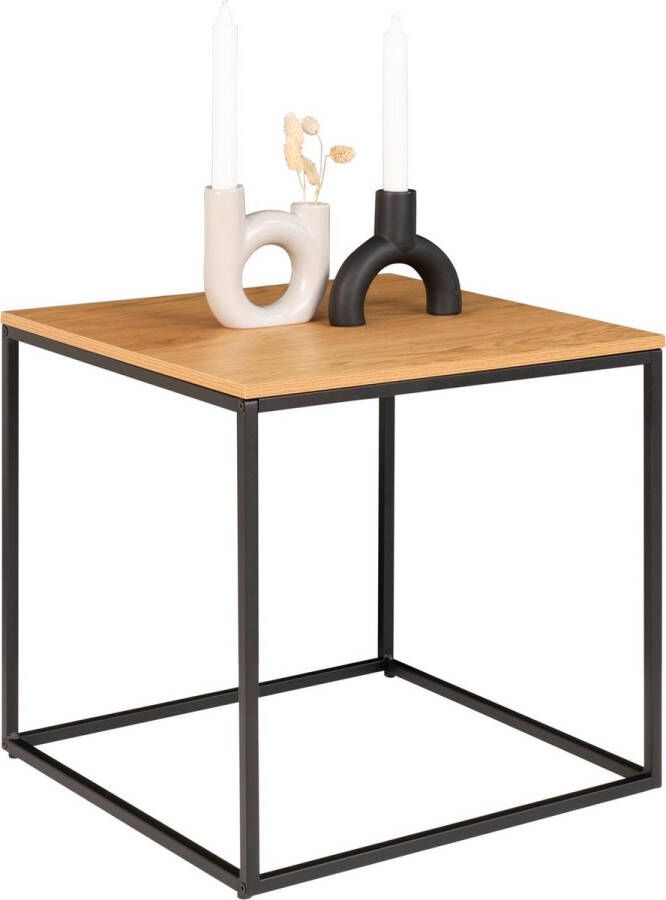 Norrut Vita Sidetable Side table with black frame and oak look top 45x45x45 cm