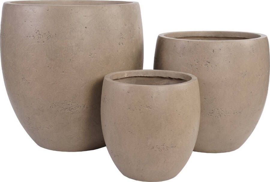 House Nordic Bloempot Bruin Fiberclay Set van 3