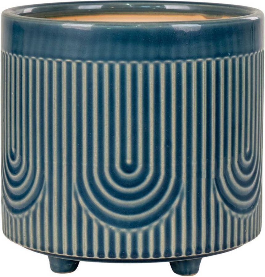House Nordic Bloempotten Bloempot in blauwe keramiek medium Ã˜15 5x16 cm