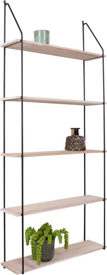 House Nordic Eindhoven Shelf with black frame and 5 natural wood shelves
