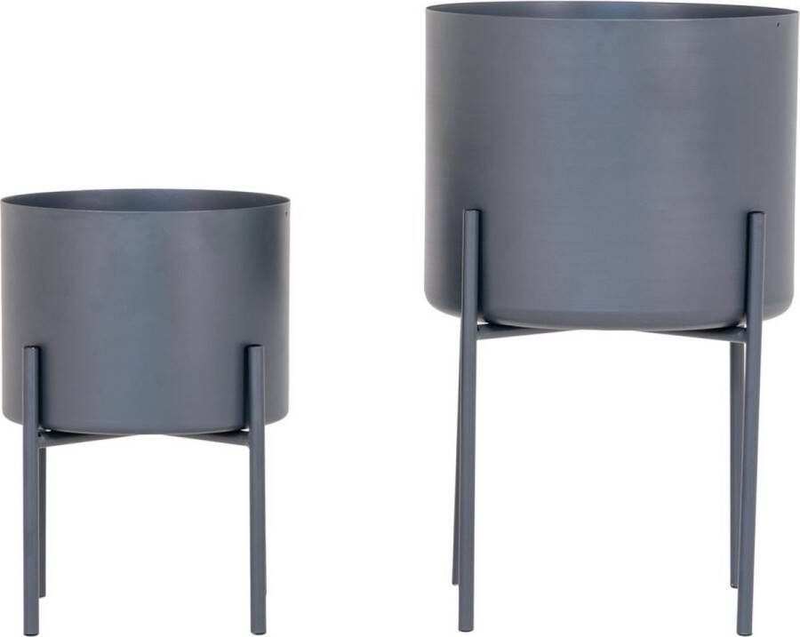House Nordic House-Nordic-2-delige-Bloempottenset-Pavia-grijs